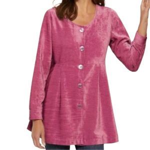 SOFT SURROUNDINGS Fiona Button Down Long Sleeve Velvet Tunic Mini Dress XL NWOT